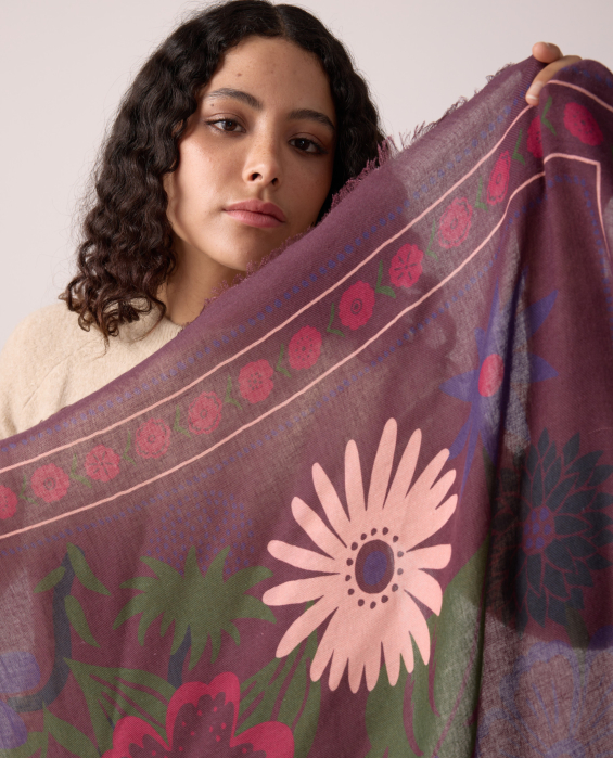 foulard en laine violet pour femme