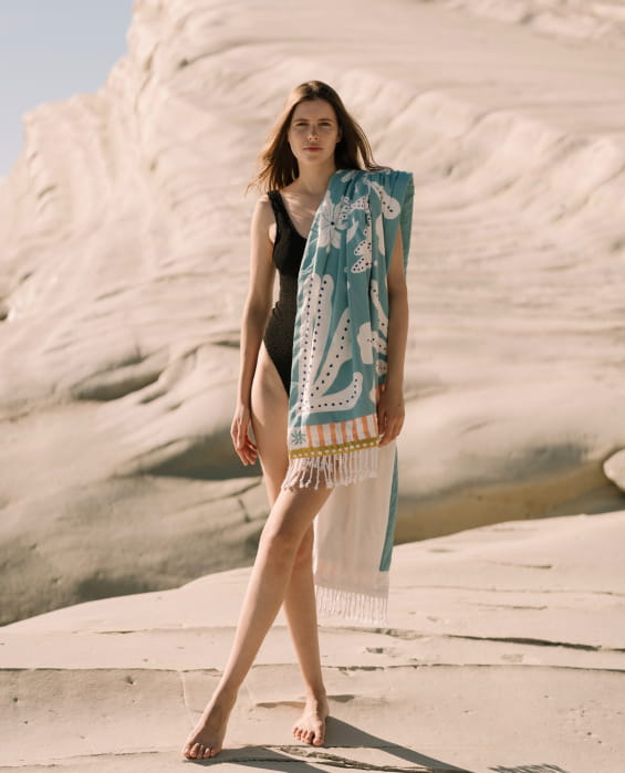 fouta bleu pour la plage