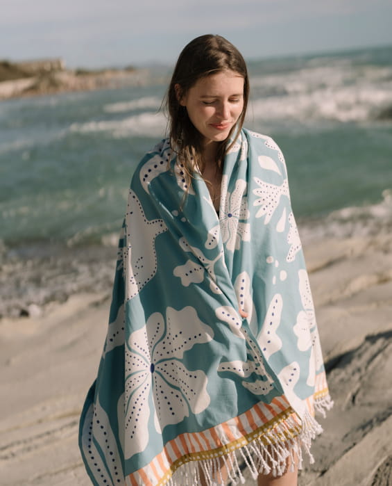 fouta bleu pour la plage