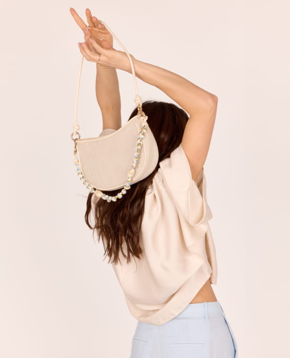 lanière pour sac en perles bleu