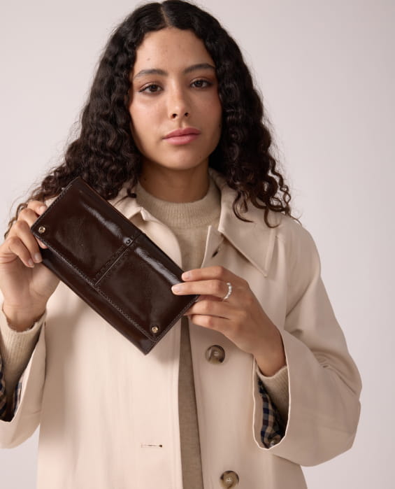 chocolate patent leather multi-purpose bag for women