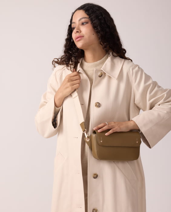 bronze leather belt bag for women