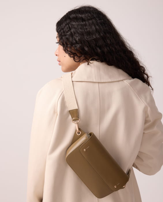 bronze leather belt bag for women