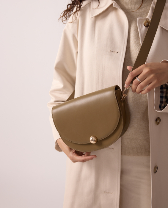 bronze leather shoulder bag for women