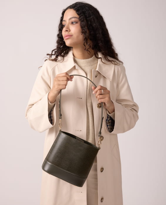 petit sac bandoulière en cuir kaki pour femme