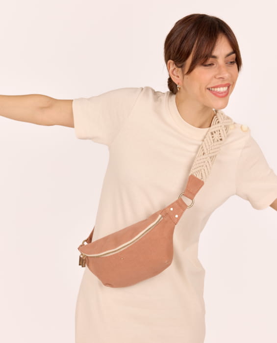 sac banane en coton rose pour femme