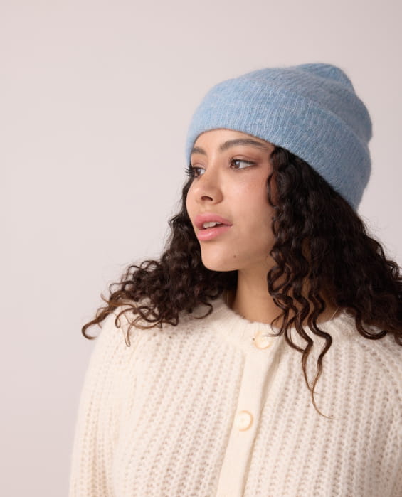 blue wool beanie for women
