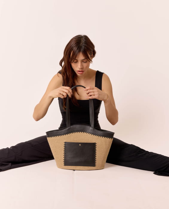 sac en jute tressé naturel pour femme