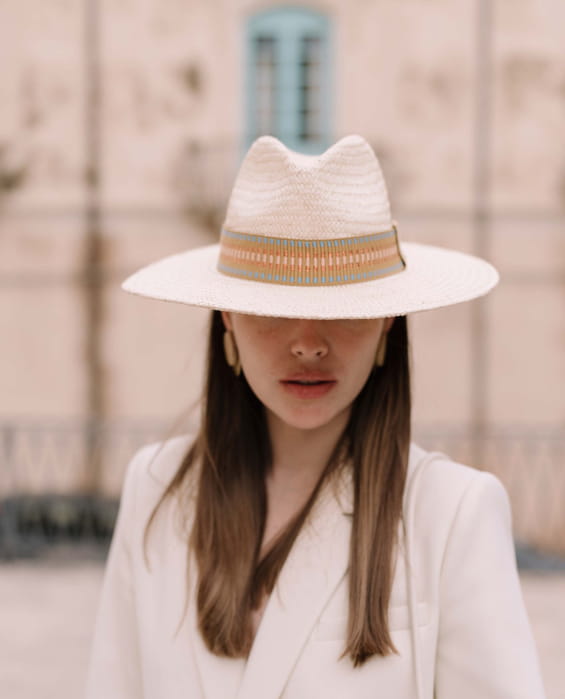Ochre straw hat for women