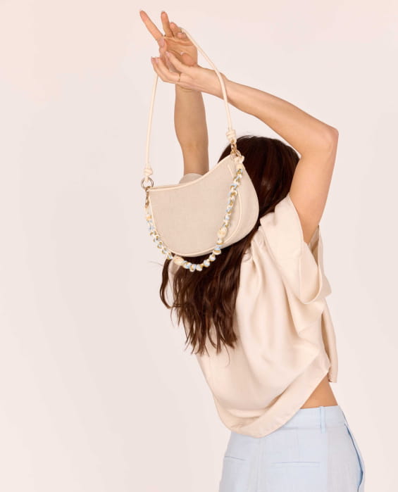 sac baguette en lin pour femme