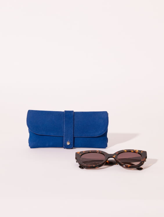 étuis à lunettes bleu en cuir pour femme