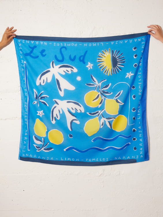 foulards en coton bleu le sud pour femme