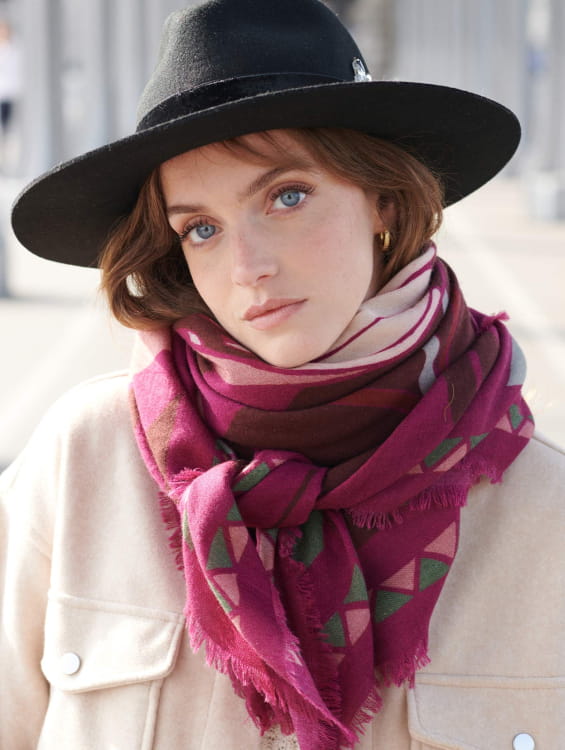 foulard violet en coton pour femme