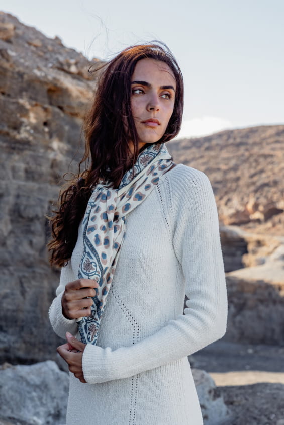 foulard à imprimé léopard en coton pour femme