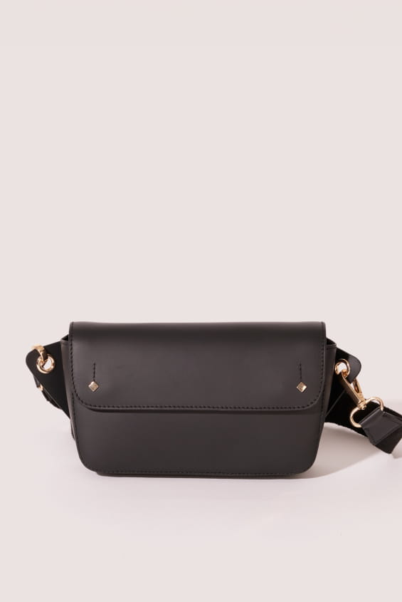 sac banane en cuir recyclé noir pour femme