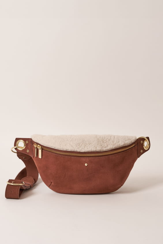 sac banane en cuir cognac pour femme