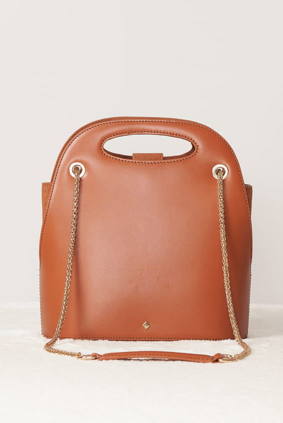 sac à bandoulière en cuir camel pour femme