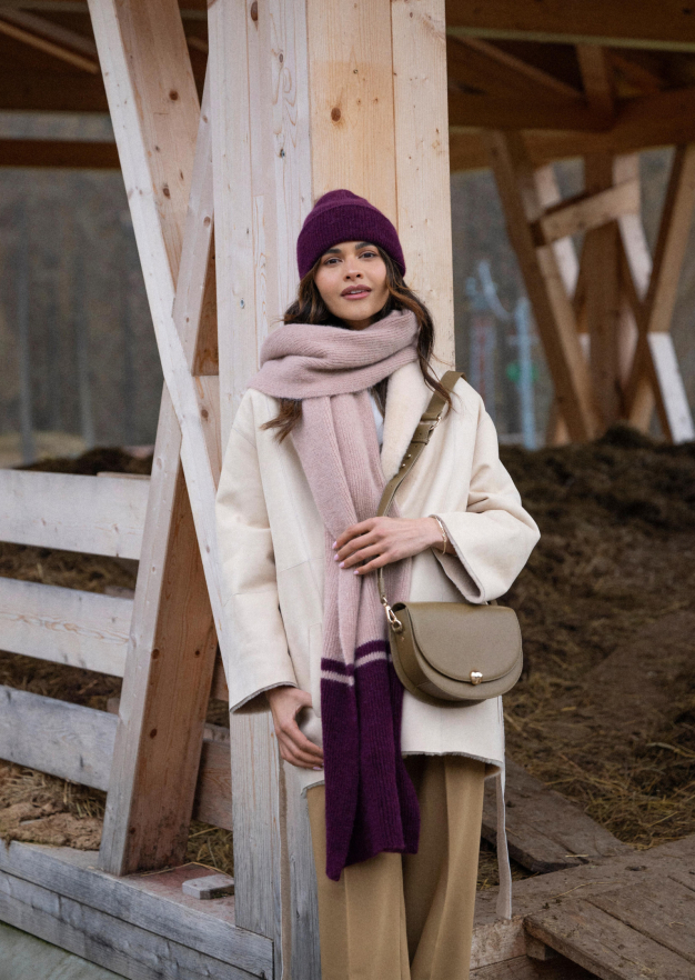 Colorful wool scarf and hat for women