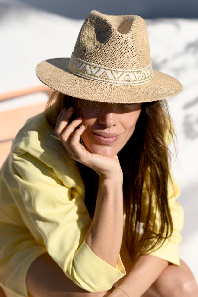 Chapeau de paille - Panama Galon Coton Doré - Femme - Maradji
