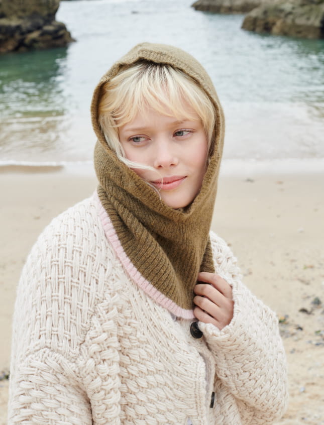 Hood Cozy Khaki & Baby Pink