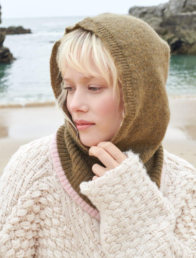 Hood Cozy Khaki & Baby Pink