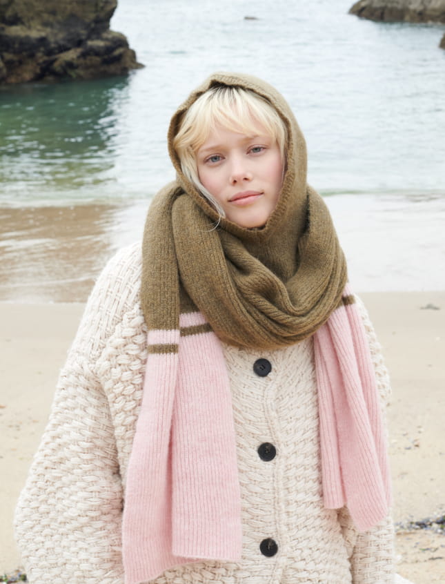 Hood Cozy Khaki & Baby Pink