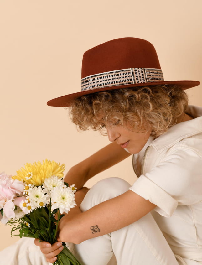 Victor Embroidered Rust