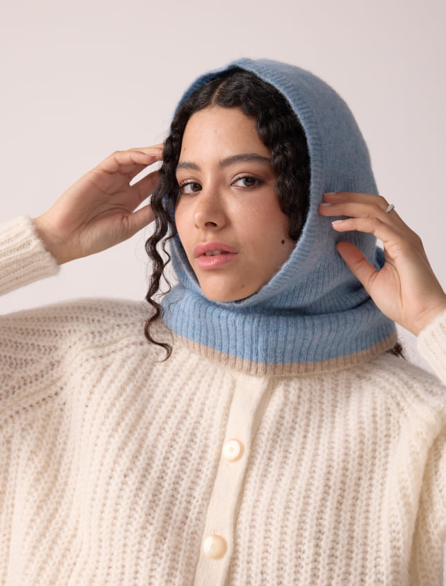 Hood Cozy Ice Blue & Chalk