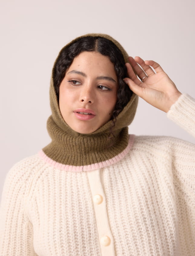 Hood Cozy Khaki & Baby Pink