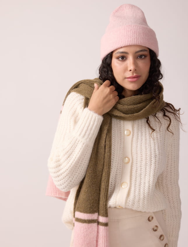Scarf Frost Baby Pink & Khaki