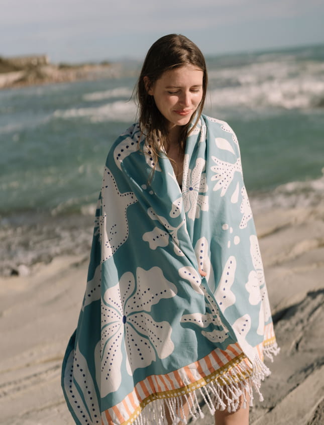 Fouta Colombe Bleu