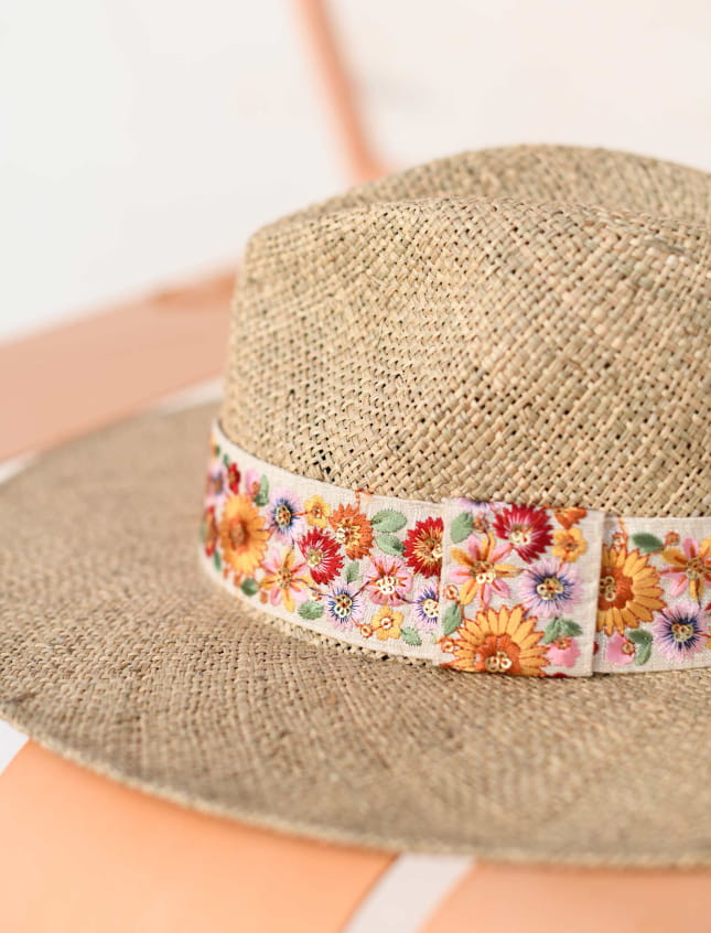 Sombrero Galon Indien Fleurs