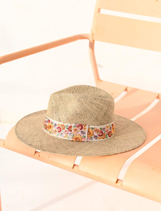 Sombrero Galon Indien Fleurs