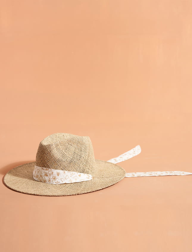 Sombrero Foulard Blanco et Doré