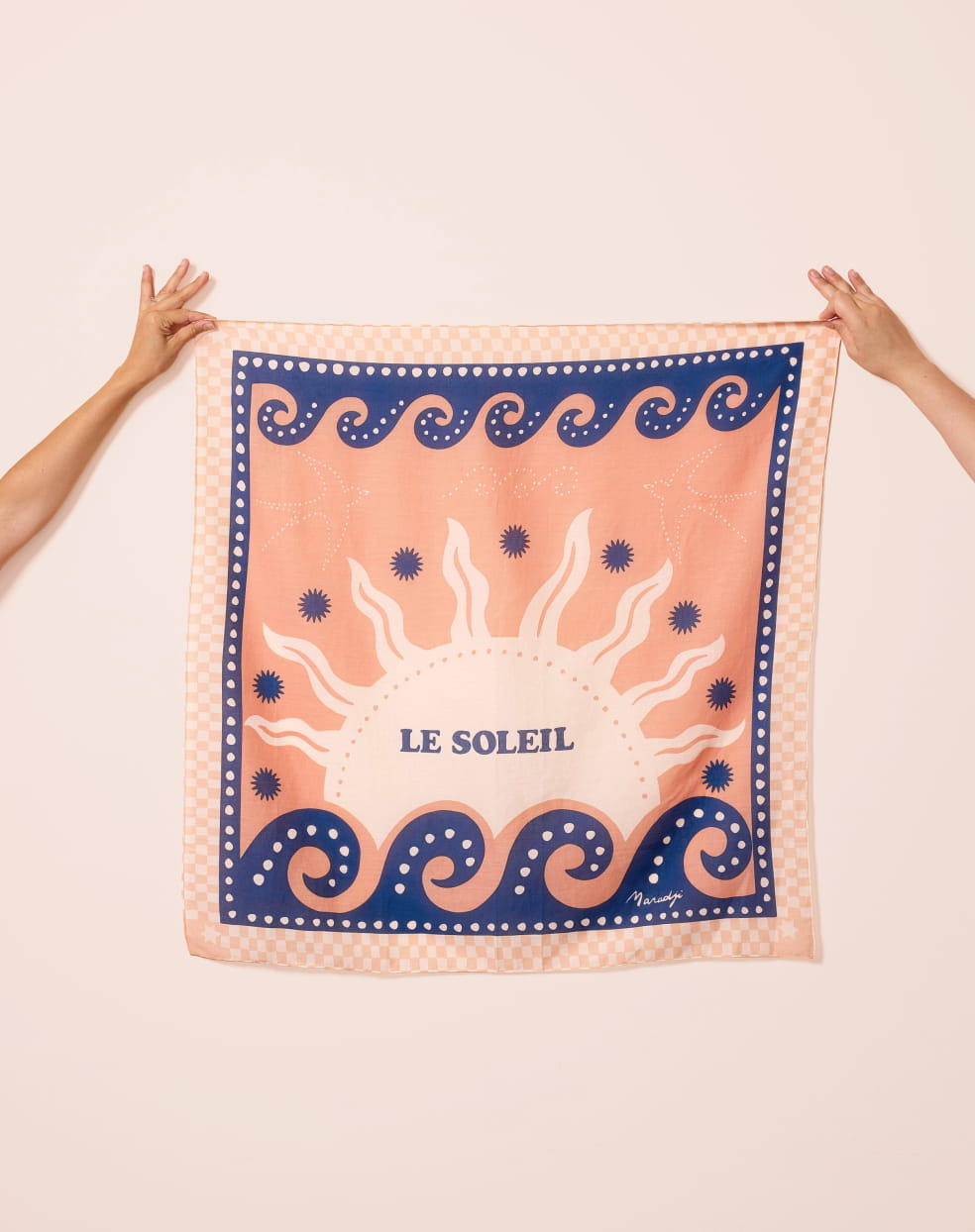 Foulard Léandro Fuchsia Maradji - 100% Coton Imprimé Floral - Pour Cheveux Ou Cou - Neuf Avec étiquettes